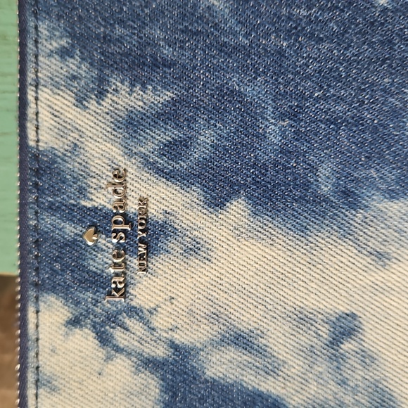 NWOT Kate Spade Tie Dye Denim Portfolio Clutch - Picture 2 of 4